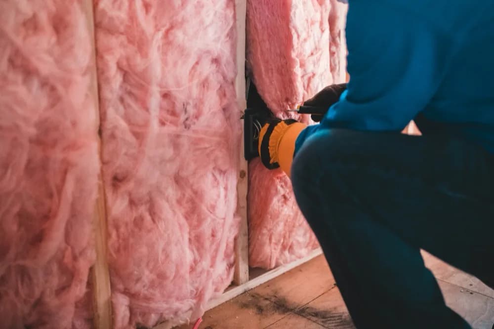Pose d'un câble dans un pan de mur garni d'isolant